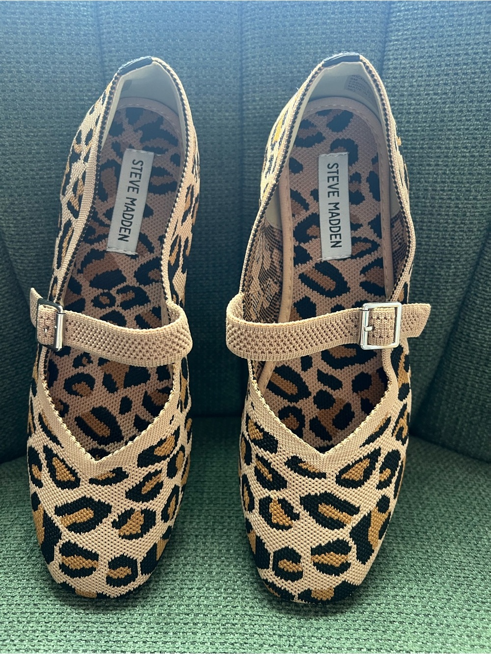 Steve Madden Leopard Print Mary Jane Flats in Tan and Black